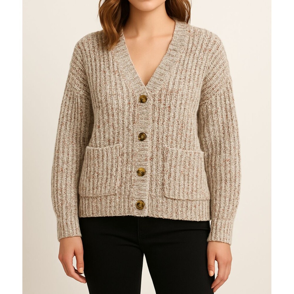 Peach Love California Chunky Knit Cardigan Women's‎ S Button Front Cozy Sweater